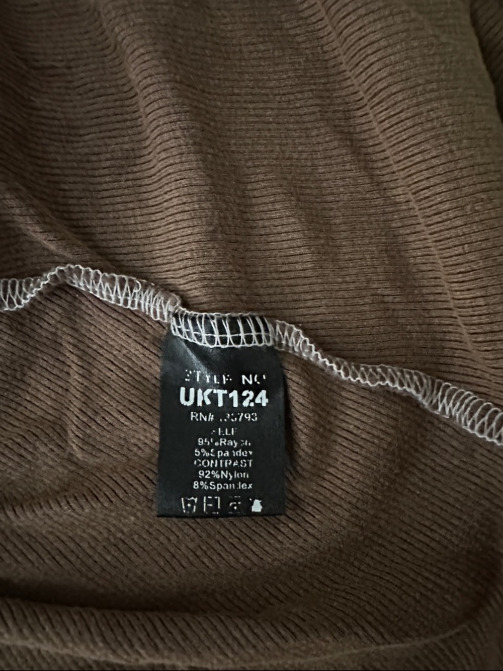 POL Tan Ribbed Top with Cream Collar Detail - Picture 3 of 7